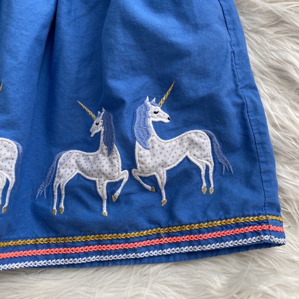Mini Boden | Blue Unicorn Applique Skirt - Picture 6 of 16
